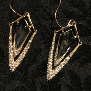 Alexis Bittar Black Crystal Pave Gold Tone Earrings